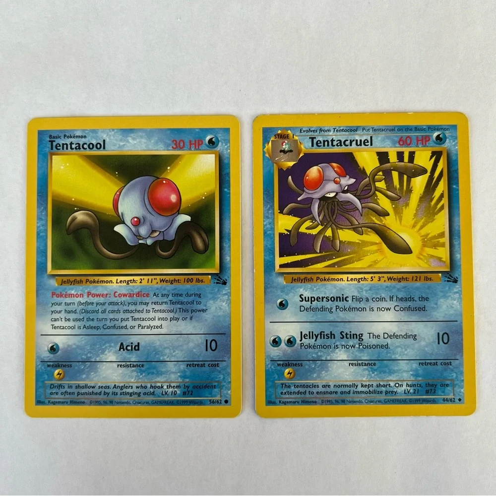 pokemon tentacool card Pokmon #72 TV Animation Blue Logo 1st Print ENG L015233 including damage Vintage Pokemon Tentacool & Tentacruel